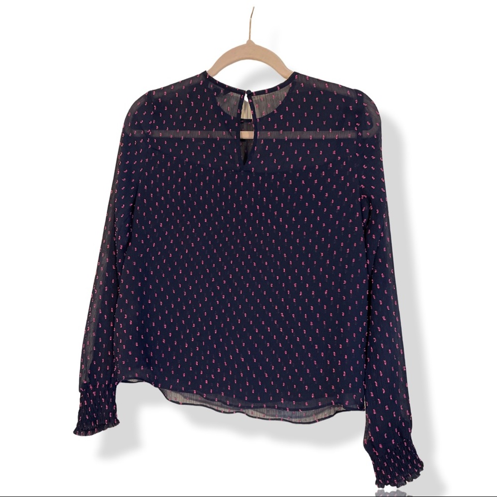 Navy Blue Ruffled Blouse - Picture 2 of 2